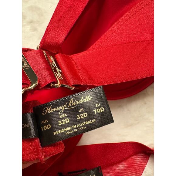 Honey Birdette SAMANTHA❤️ Red & Gold Bra 32D - Picture 4 of 4